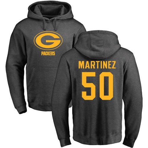 Men Green Bay Packers Ash #50 Martinez Blake One Color Nike NFL Pullover Hoodie Sweatshirts->nfl t-shirts->Sports Accessory